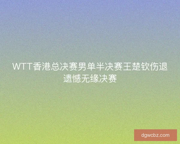 WTT香港总决赛男单半决赛王楚钦伤退遗憾无缘决赛