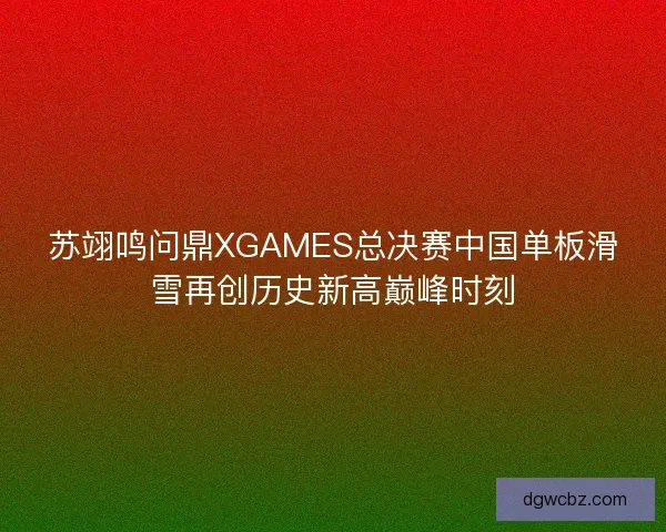 苏翊鸣问鼎XGAMES总决赛中国单板滑雪再创历史新高巅峰时刻
