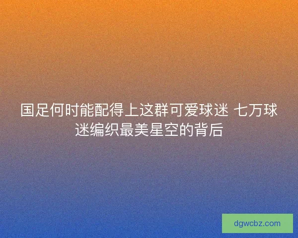 国足何时能配得上这群可爱球迷 七万球迷编织最美星空的背后