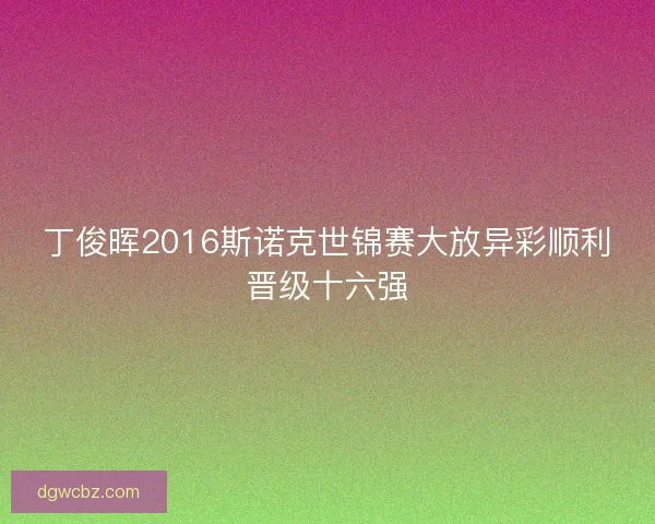 丁俊晖2016斯诺克世锦赛大放异彩顺利晋级十六强
